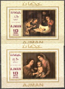 Ajman 1969 Art Paintings Christmas Murillo Notty 2 S/S MNH