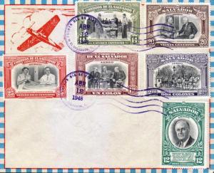 G)1948 EL SALVADOR, ROOSEVELT TYPES COMPLETE SET-MULTIPLE, A