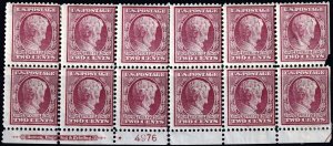 #367 Mint OG, Fine+, Plate number block of 12, imprint, star, some separation...