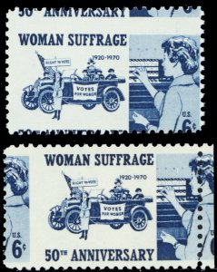 1406, Two Fantastic Misperf Freak Error Mint NH 6¢ Suffrage * Stuart Katz