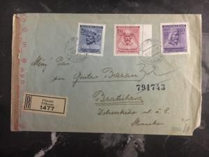 1943 Pibrans Bohemia Moravia Multi Frank Censored Cover Czechoslovakia