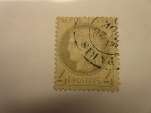 FRANCE Scott 52, TINY PIN SIZE THIN, PARIS CANCEL, USED Cat $40