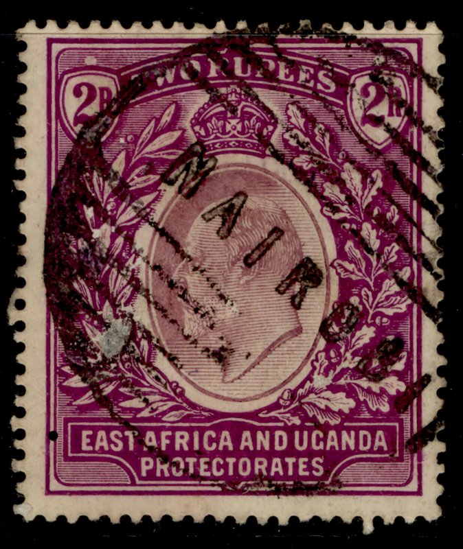 EAST AFRICA and UGANDA EDVII SG27, 2r dull and bright purple, USED. Cat £75.