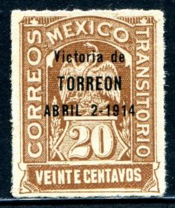 HERRICKSTAMP MEXICO Sc.# 367 1914 LH VF, Rare. Position #37