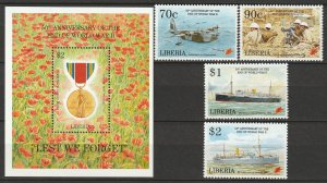 Liberia 1995 Sc 1175-9 complete set inc. S/S MNH