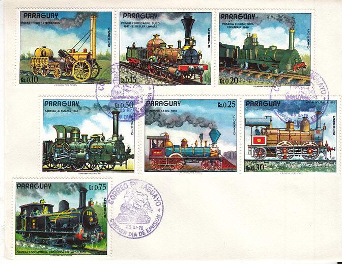 Paraguay #1476-1478 FDC - Trains