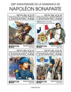 Central Africa - 2019 Napoleon Bonaparte - 4 Stamp Sheet - CA191010a