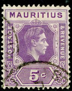 MAURITIUS SG255, 5c slate-lilac, FINE USED. PERF 14. 