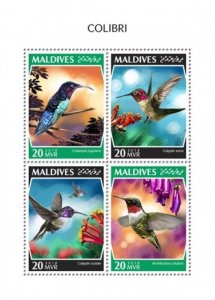 Maldives - 2018 Colibris on Stamps - 4 Stamp Sheet - MLD181101a