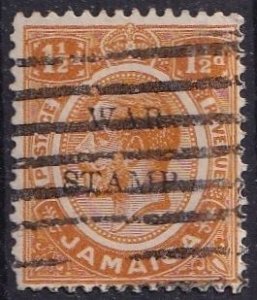 Jamaica MR8 (used) 1½p George V, org, ovptd (1917)