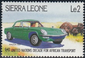 Sierra Leone 1984 MNH Sc #630 2Le Mazda 110S, hippos