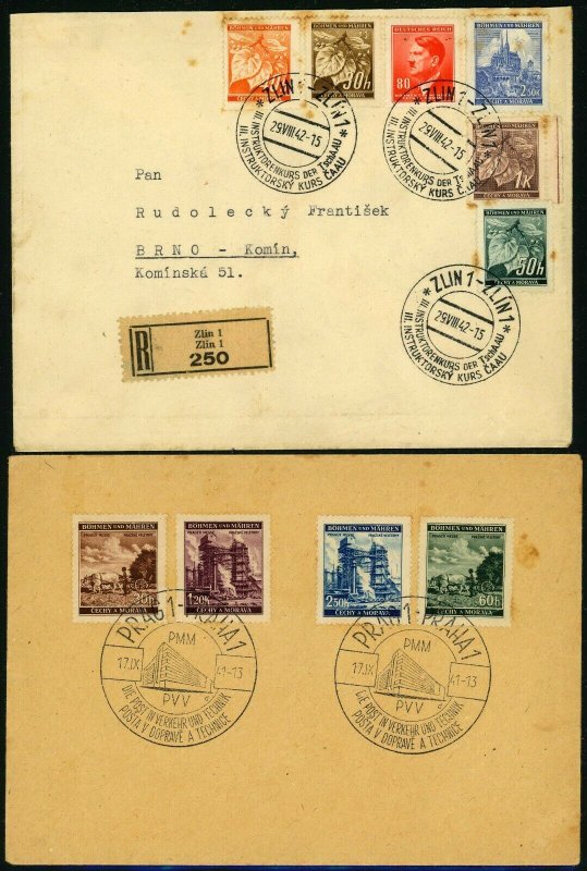 WWII Occupied Czechoslovakia Bohemia Moravia Registered Cover Postage Collection