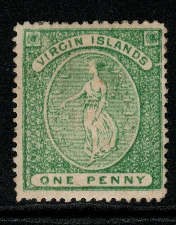 VIRGIN ISLANDS SG9 1870 1d BLUE-GREEN MTD MINT