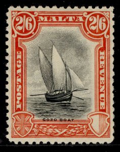 MALTA GV SG206, 2s 6d black & vermilion, M MINT. Cat £17.