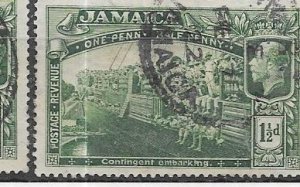 Jamaica #77  1 1/2p  (U) CV $1.10