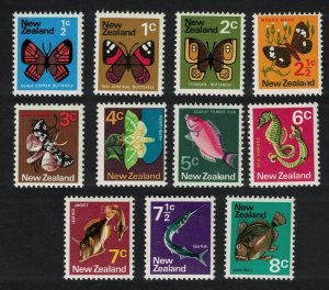 New Zealand Butterflies Moths Fish 11v 1970 MNH SG#914-924