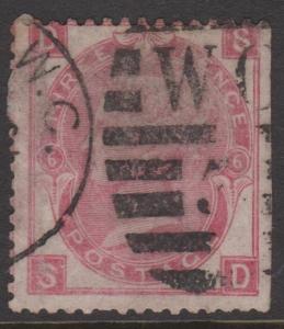 Great Britain 1867 QV 3d Rose Sideface Sc#49 Plate #6 Used