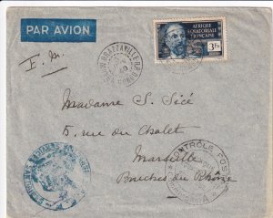 1940 Brazzaville, Moyen Congo to Marseille, France, double Censored (C5866)
