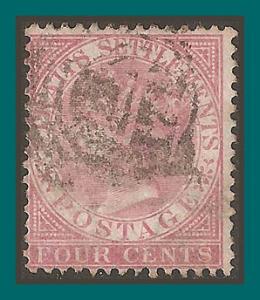 Straits Settlements 1868 Queen Victoria,4c used  11,SG12