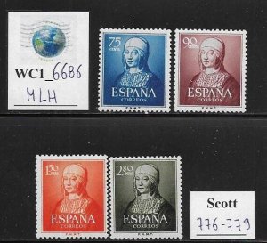 WC1_6686. SPAIN. Valuable 1950 QUEEN ISABELLA set. Scott 776-779. MLH