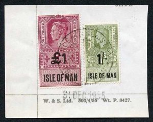 Isle of Man KGVI One Pound + 1/- Key Plate Type Revenues CDS on Piece