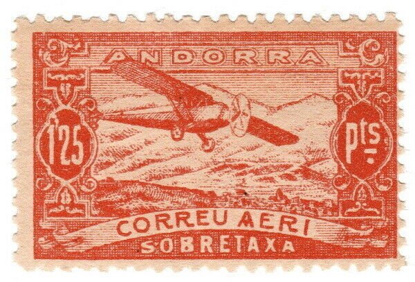 (I.B) Andorra Postal : Air Mail 1.25P