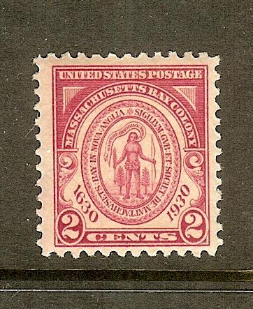 Scott #682, 2c Massachusetts Bay Colony, Fine Centering, MNH