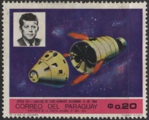 Paraguay 1146 (mh, water damage) 20c space missions: Apollo 8, JFK (1969)