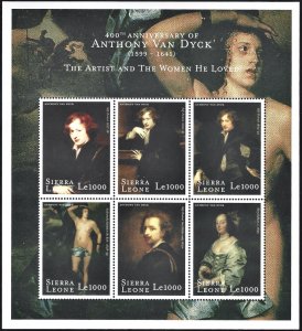 Sierra Leone #2256 Anthony Van Dyke Paintings Sheet of 6, MNH (1999)