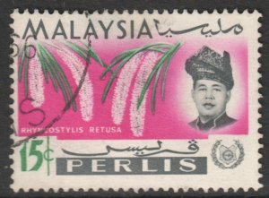 Malaya Perlis Scott 45 - SG46, 1965 Orchids 15c used