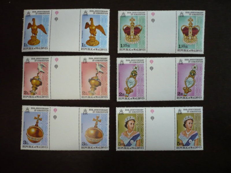 Stamps - Maldive Islands-Scott#743-748 - Mint Never Hinged Set of 6 Gutter Pairs