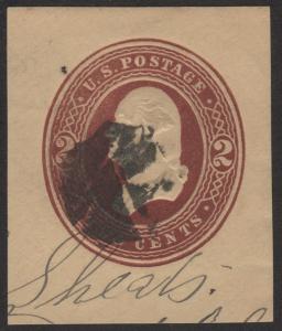 SC#U278 2¢ Washington Cut Square (1884) Used