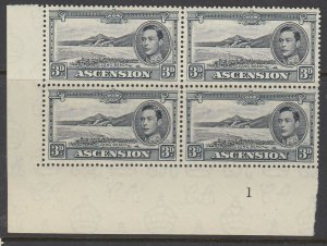 Ascension, Scott 44Ac (SG 42a), MNH plate block of four