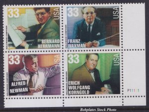 BOBPLATES #3339-44 Composers Plate Block of 4 MNH ~See Details for #s/Pos