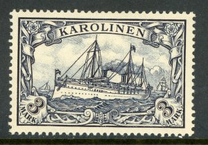 Caroline Islands 1901 Germany 3 Mark Yacht Ship Unwatermark Scott #18 Mint X167