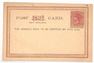 NEW ZEALAND QV 1d Red-Brown Unused Postal Stationery Card {samwells-covers}VV294