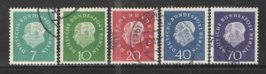 Germany - Deutsche Bundespost Berlin 1959 Sc# 9N165-169 MNH F - Beautiful Heuss