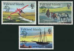 Falkland 295-297,MNH.Michel 292-294 UPU Membership Centenary,1979.Mail Delivery.