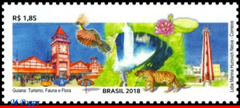 3391 BRAZIL 2018 GUYANA, TOURISM, BIRDS, LIGHTHOUSE, CATS, BIRDS, FLORA, MNH