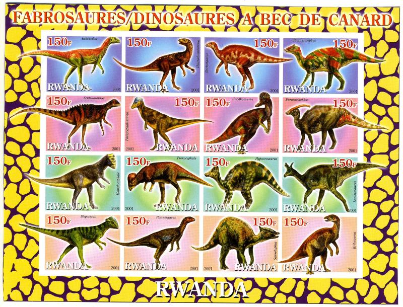 Rwanda 2001 Dinosaurs Sheet Imperforated mnh.vf