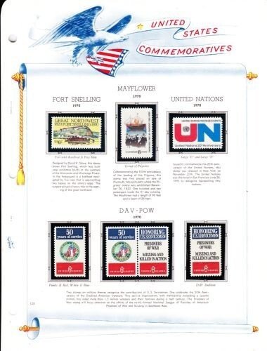 U S 1970 Commemorative Mint NH Year Set on White Ace Album Pages - 5 Scans