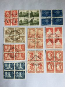 Denmark x10 blocks of 4. Used unhinged. Lot B