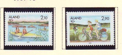 Aland Sc 60-1 1991 Kayaking Cycling stamp set mint NH