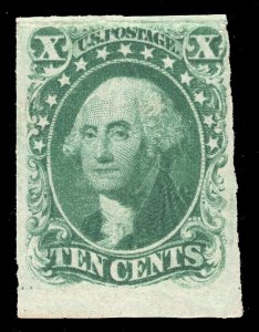 MOMEN: US STAMPS #13 IMPERF MINT OG H PF CERT LOT #70102-11