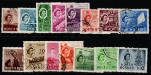 NORTH BORNEO SG372/86 1954-9 DEFINITIVE SET FINE USED