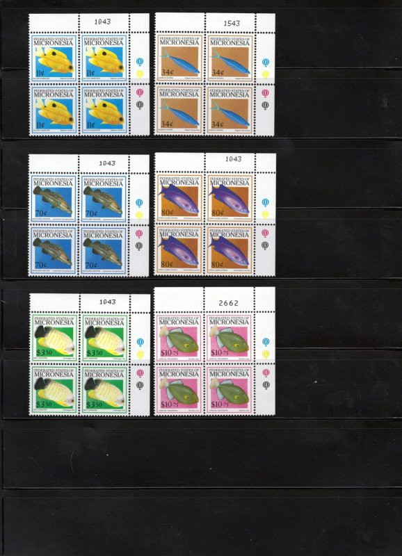 Micronesia 301-319A, 328-332 MNH Fish Definitive Blocks ZAYIX 0825L1763