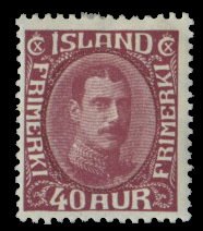 Iceland #184 Cat$260, 1931 40c claret, hinge remnant