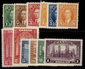 CANADA GVI SG357-367, 1937-38 PERF 12 set, NH MINT. Cat £180.