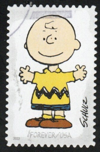 New 2022 - (60c) - Peanuts Characters Charlie Brown USED Single Off Paper