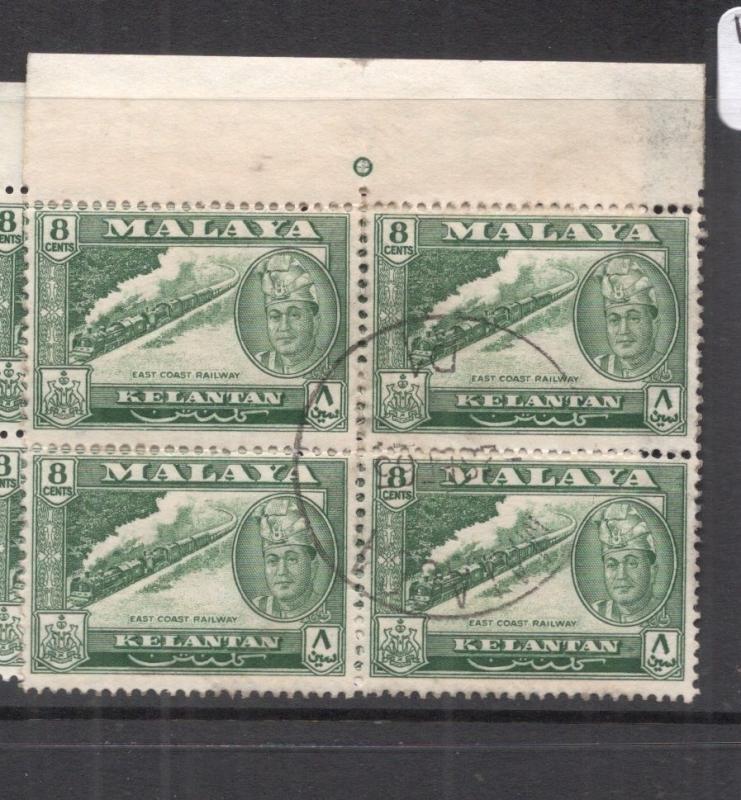 Malaya Kelantan SG 100-100a Blocks of 4 VFU (5ddp)